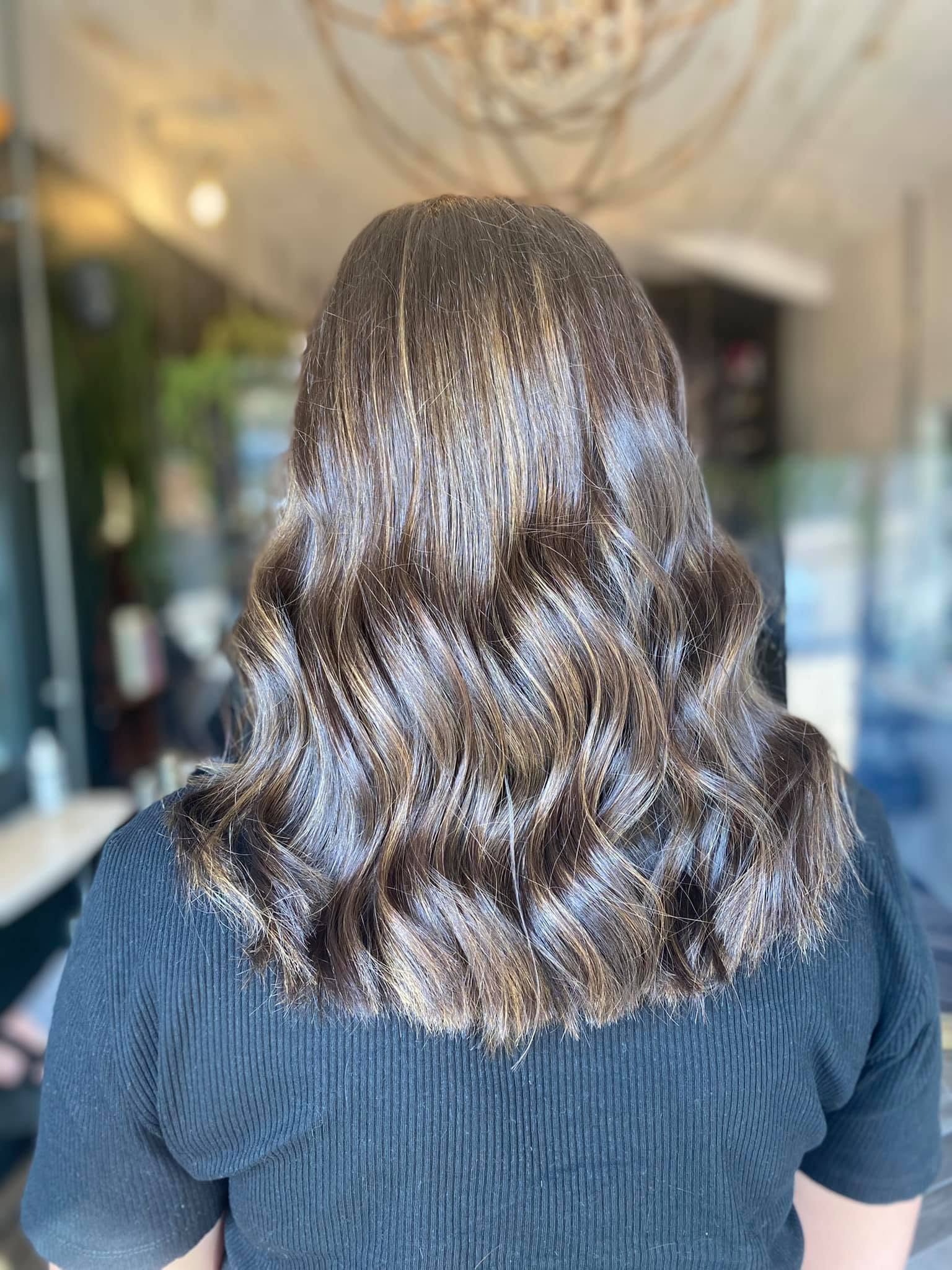 Brunette balayage colour work by Meraki